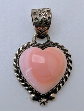 Pink Conch Heart Pendant S925 Sterling Silver